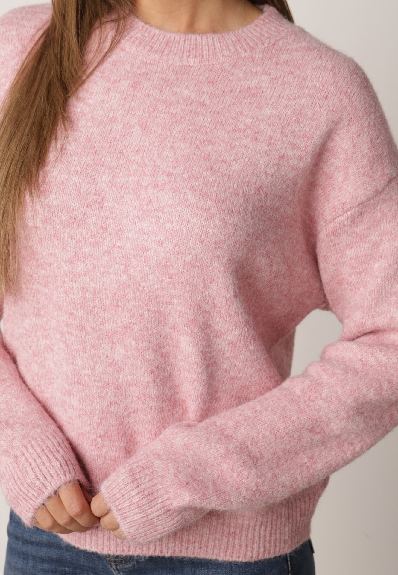 j&x Pulover Clasic Casual din lână Banfa Roz