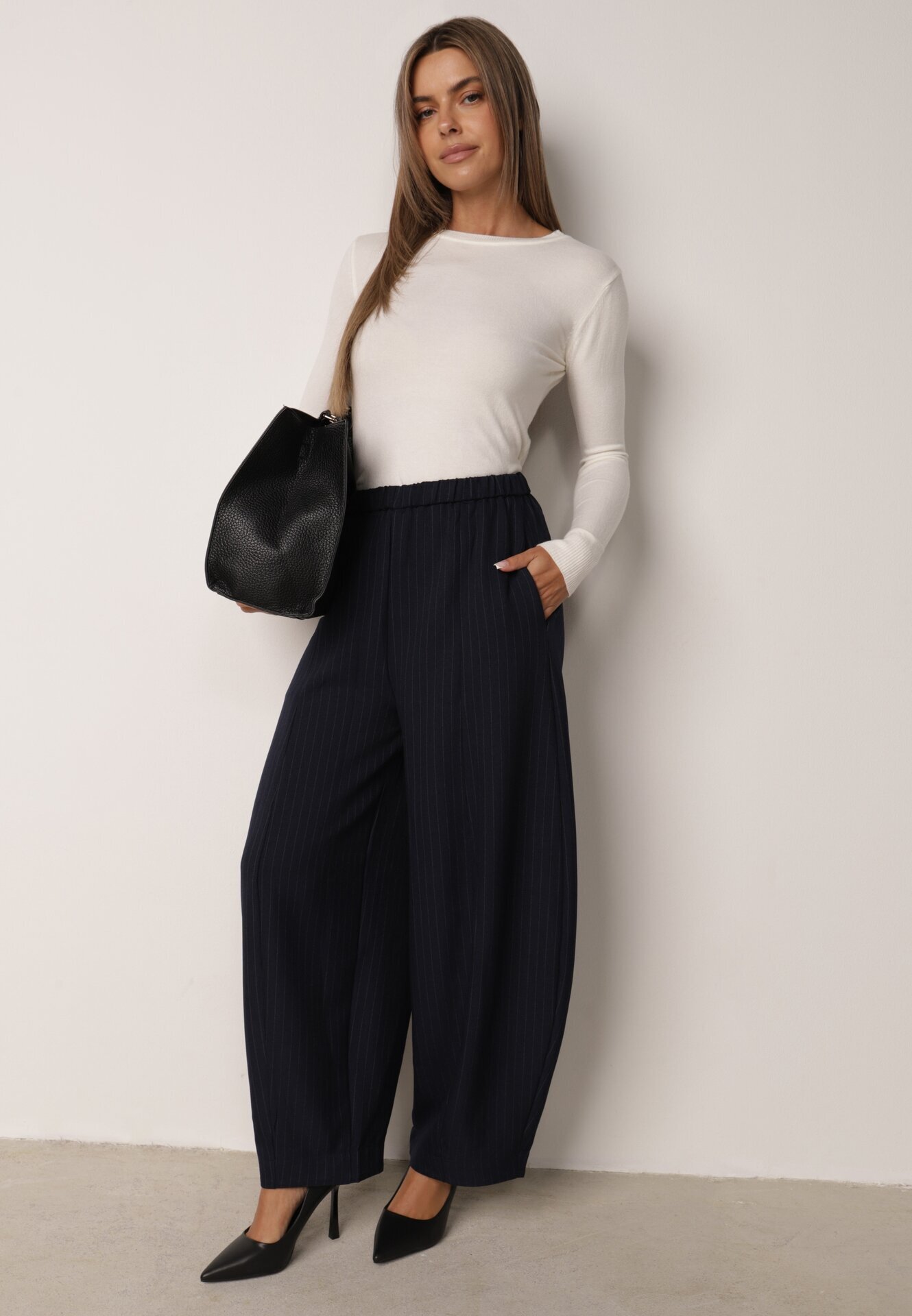 j&x Pulover clasic cu bumbac Ilves Alb