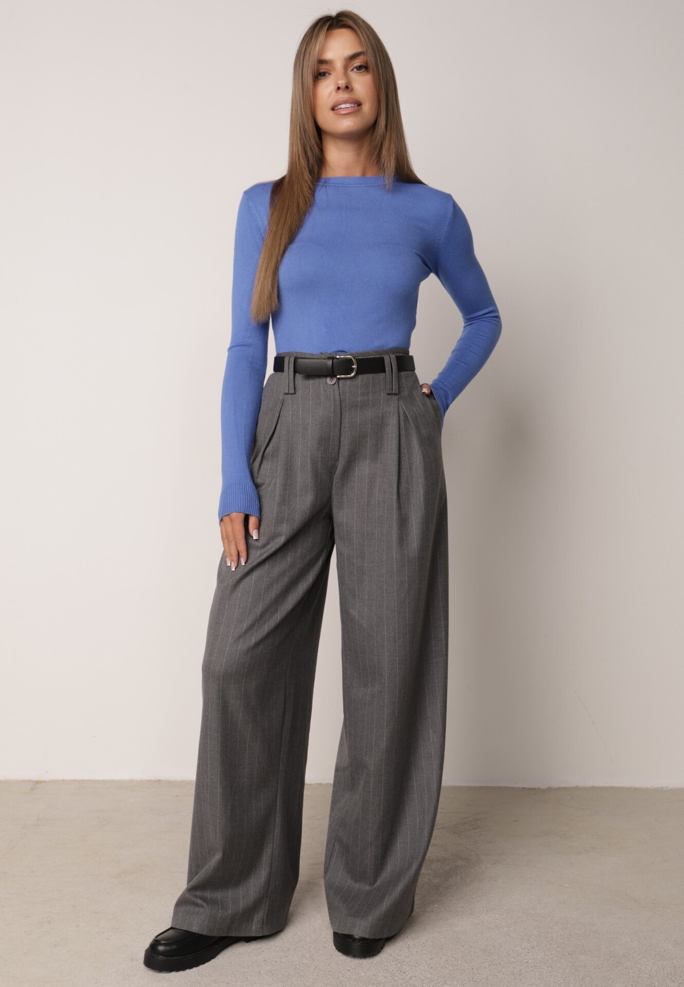 j&x Pulover clasic cu bumbac Ilves Albastru