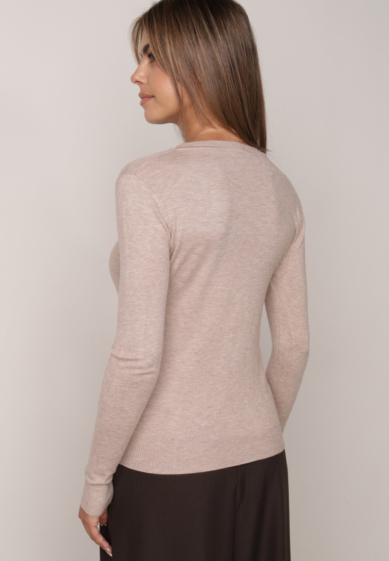 j&x Pulover clasic cu bumbac Ilves Bej închis