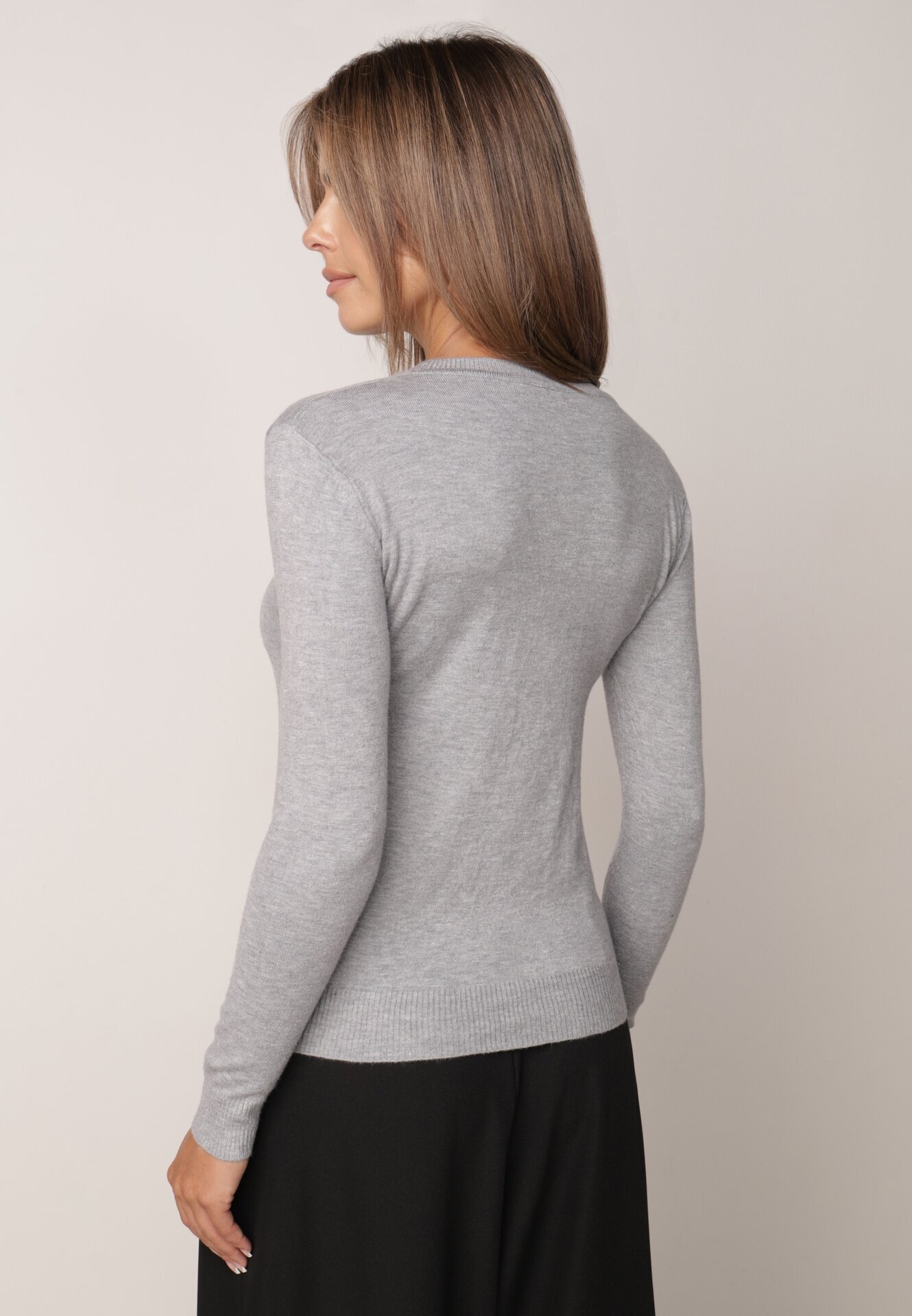 j&x Pulover clasic cu bumbac Ilves Gri