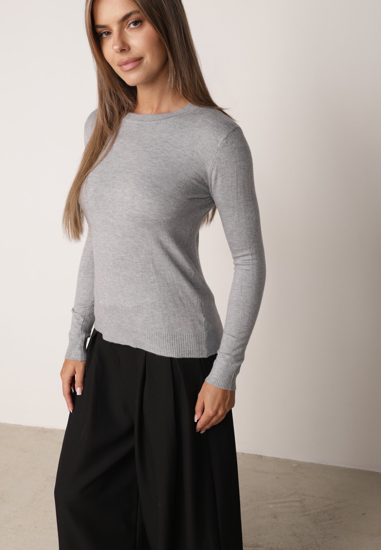 j&x Pulover clasic cu bumbac Ilves Gri