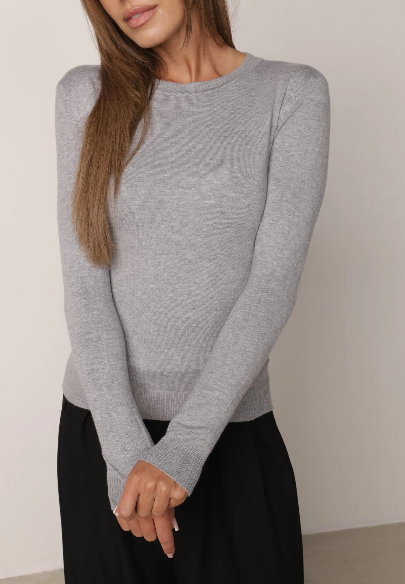 j&x Pulover clasic cu bumbac Ilves Gri