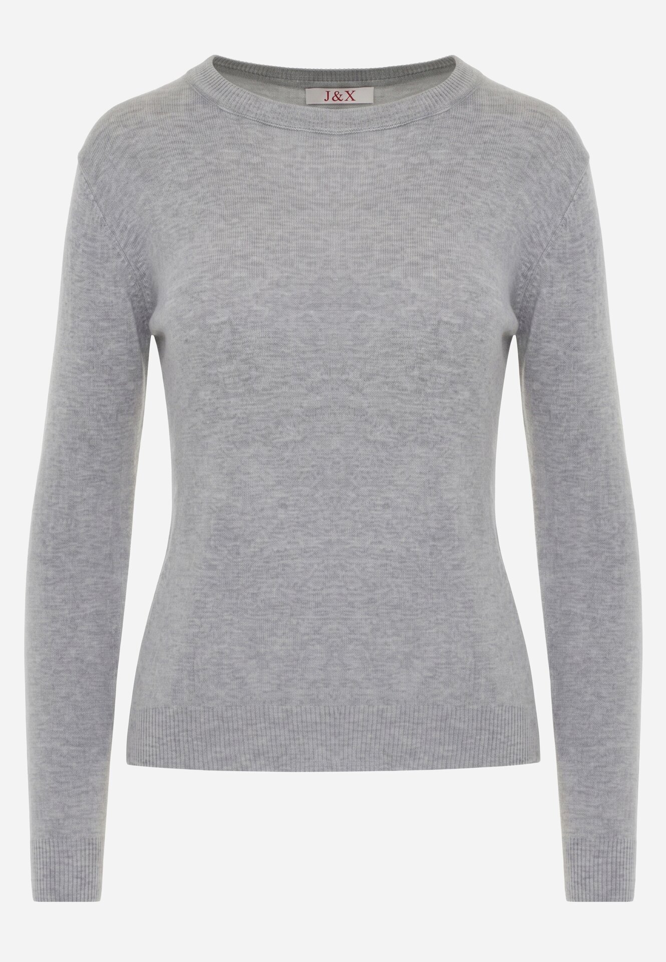 j&x Pulover clasic cu bumbac Ilves Gri