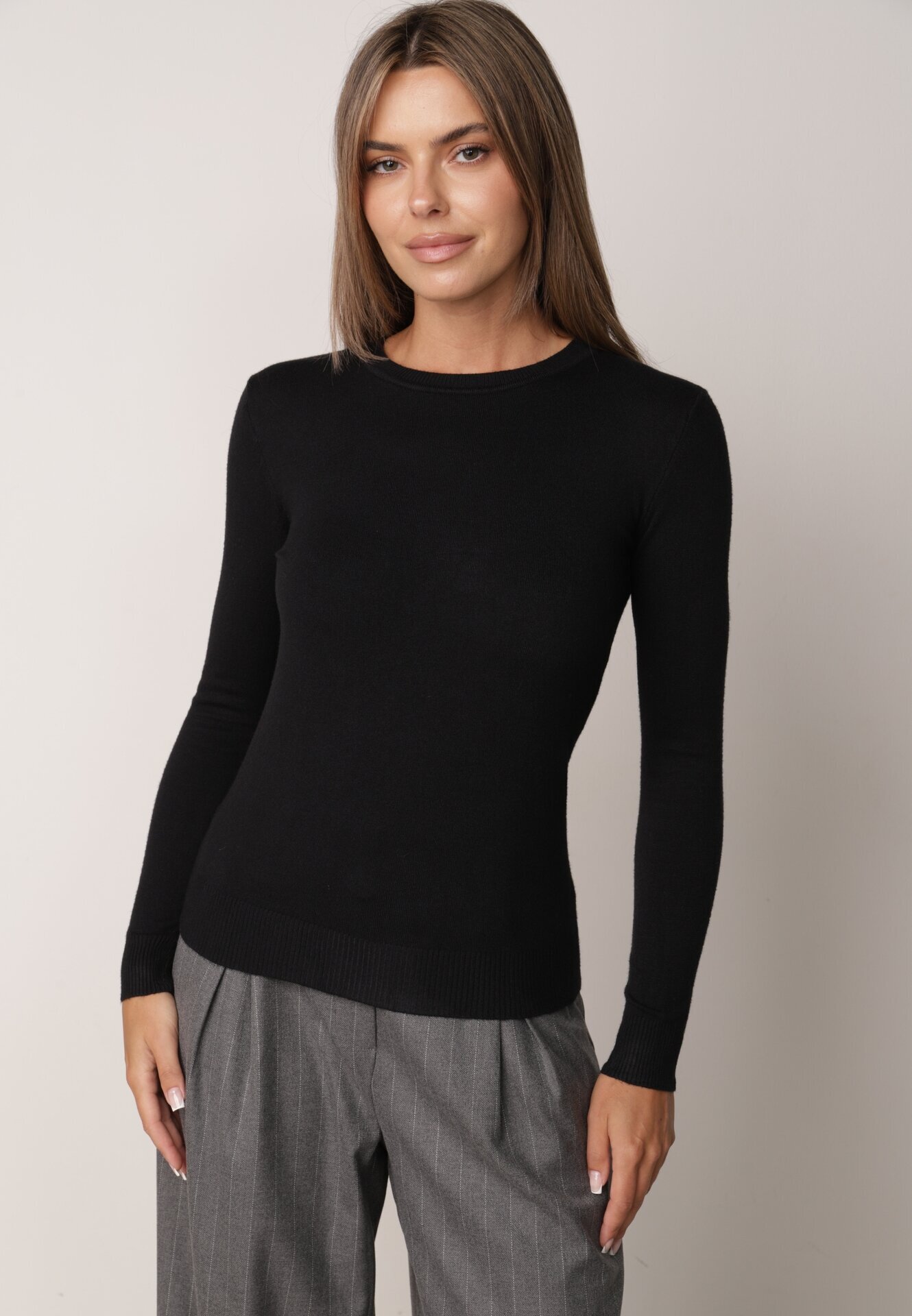 j&x Pulover clasic cu bumbac Ilves Negru