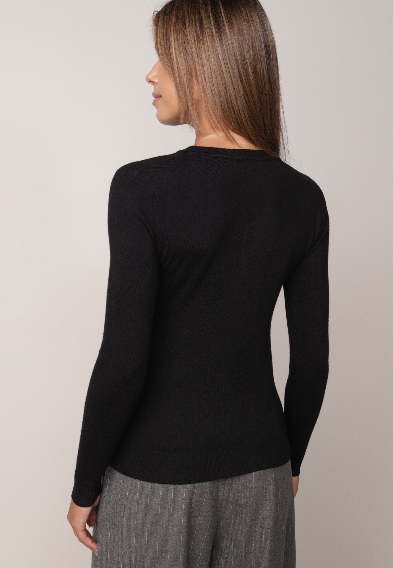j&x Pulover clasic cu bumbac Ilves Negru