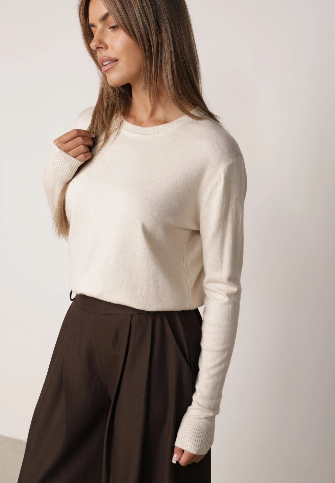 j&x Pulover cu croială clasică Elegis Bej deschis