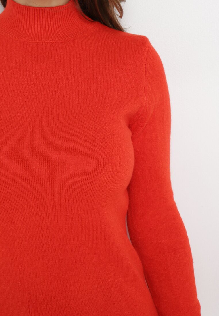 j&x Pulover cu guler înalt Portocaliu din Tricot Moale Agotona