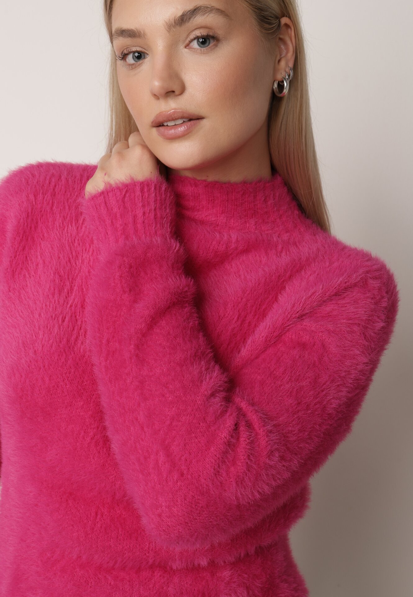 j&x Pulover cu lână cu guler înalt Seollio Fucsia