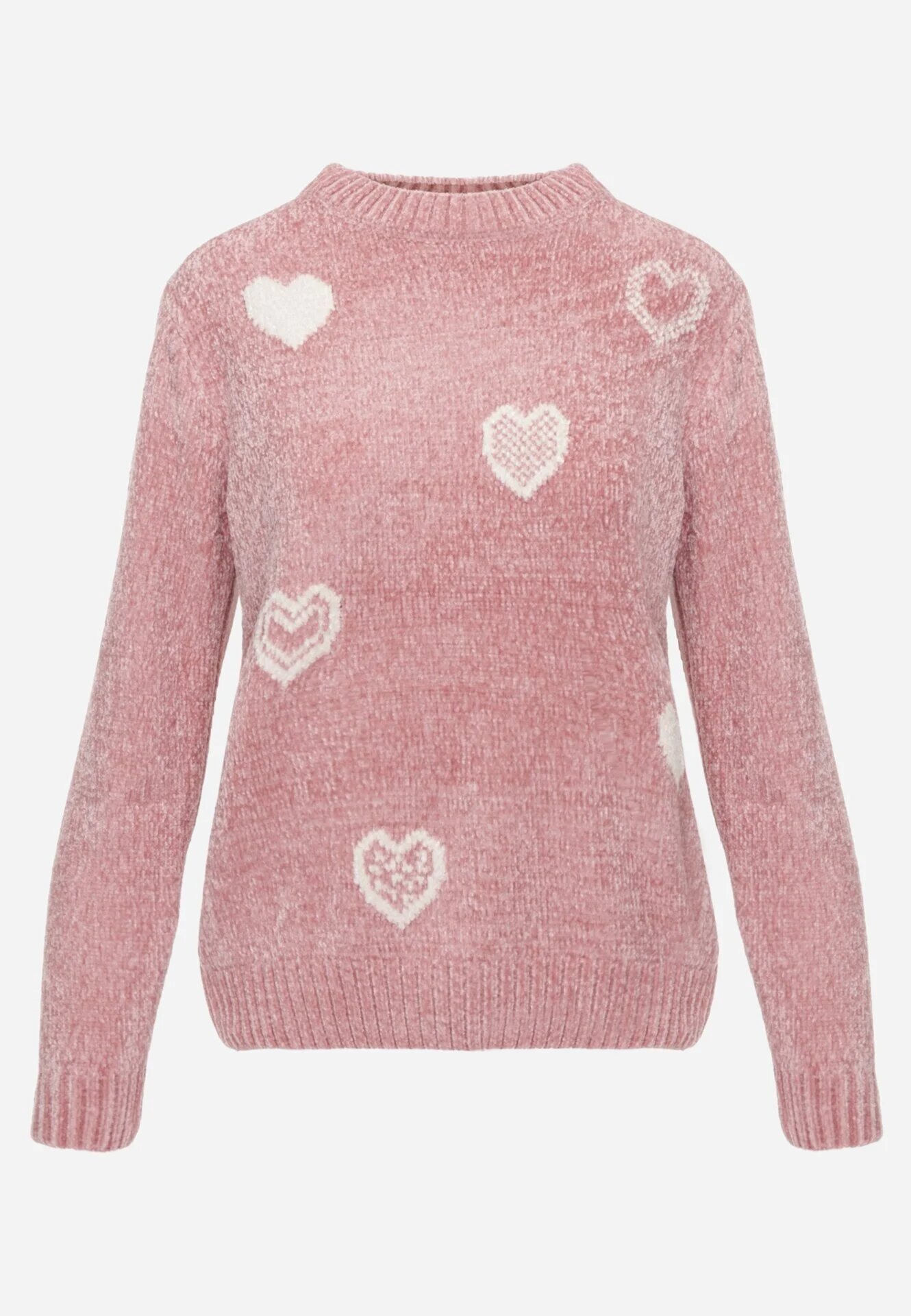 j&x Pulover din bumbac decorat cu motiv de inimi Lovric Roz