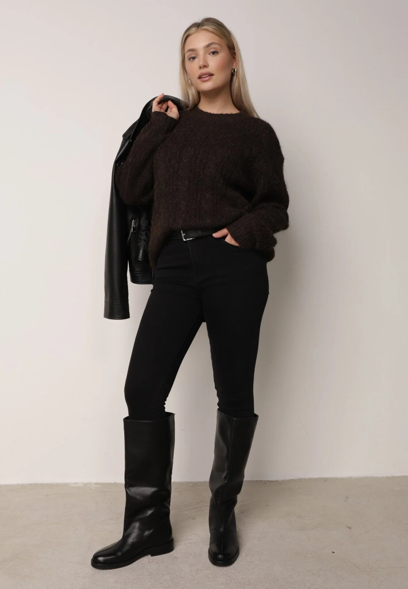 j&x Pulover din modal vâscoză și bumbac cu împletituri Cisela Bej Maro