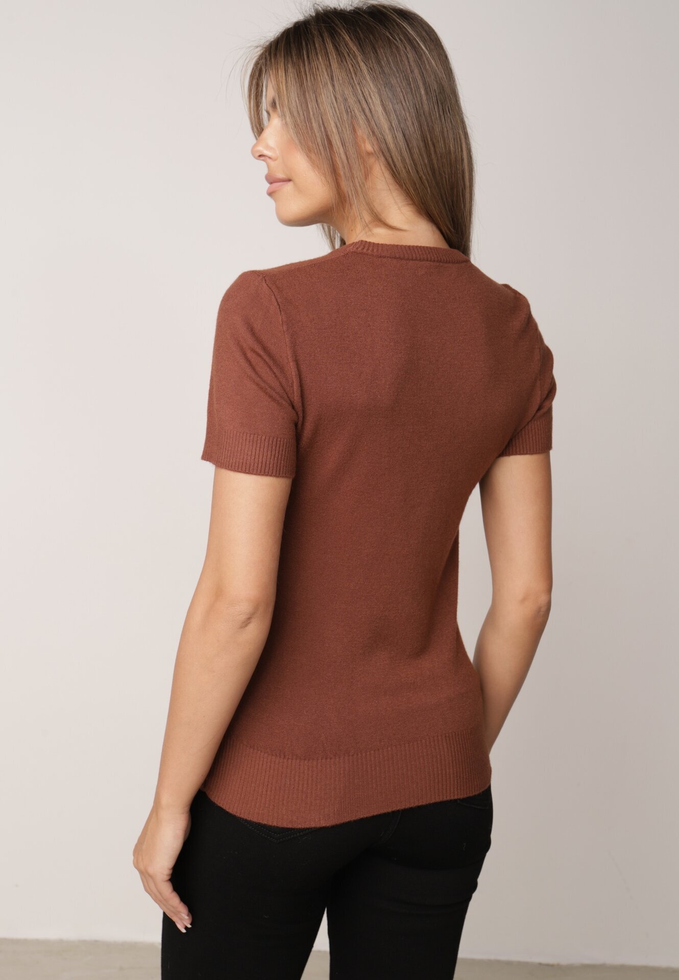 j&x Pulover elegant din viscoză cu croială de bluză cu mânecă scurtă Euim Maro