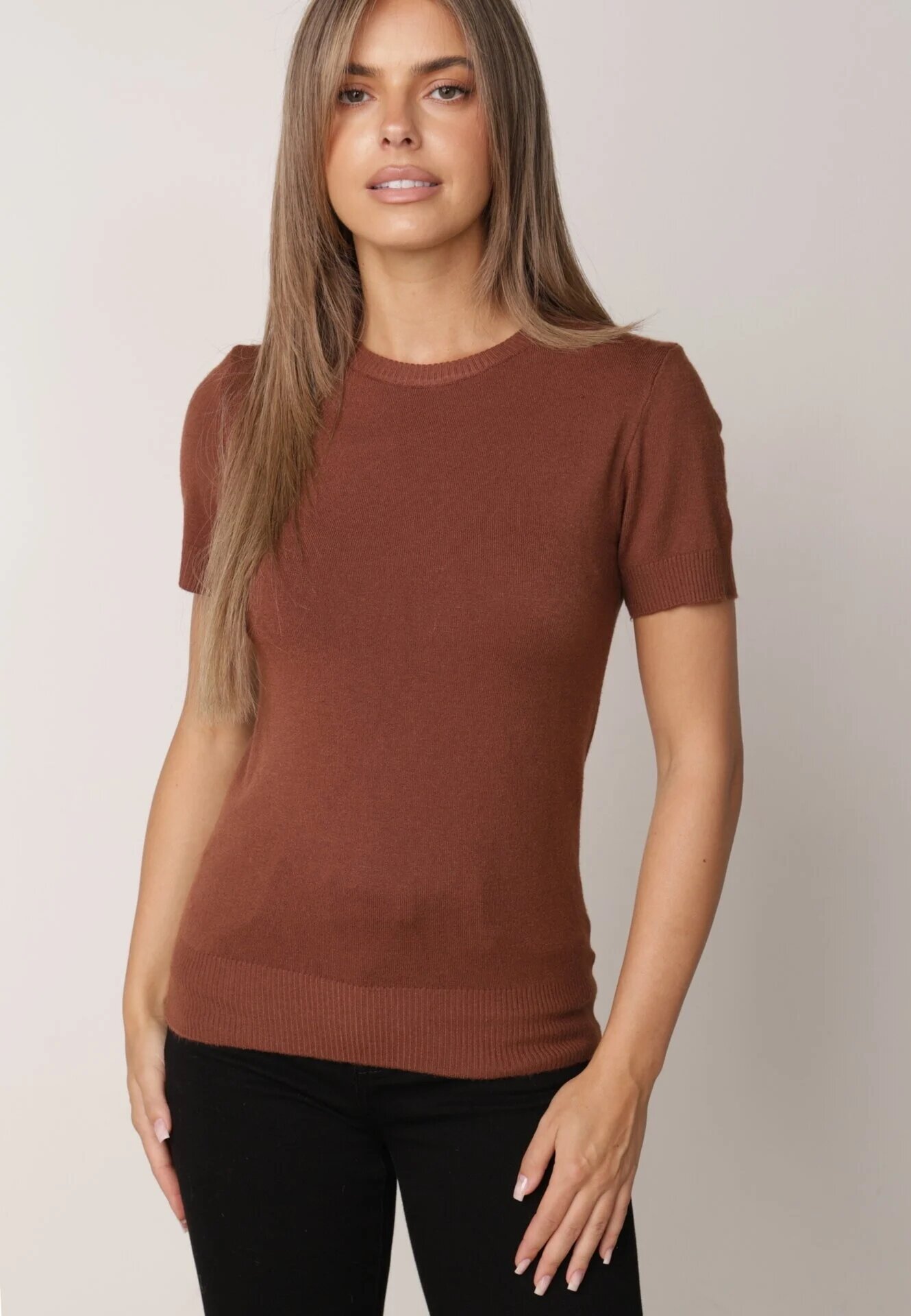j&x Pulover elegant din viscoză cu croială de bluză cu mânecă scurtă Euim Maro