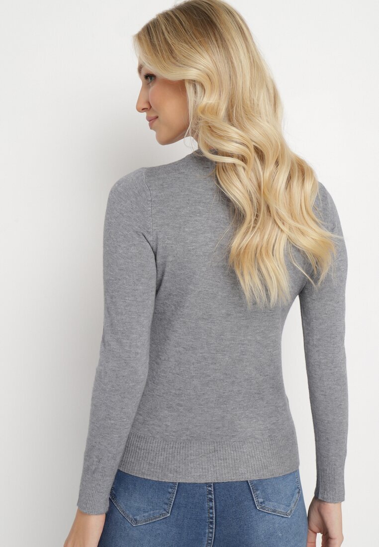 j&x Pulover Gri Clasic din Tricot Moale Helentia