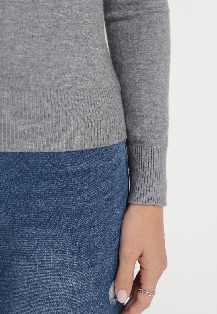 j&x Pulover Gri Clasic din Tricot Moale Helentia