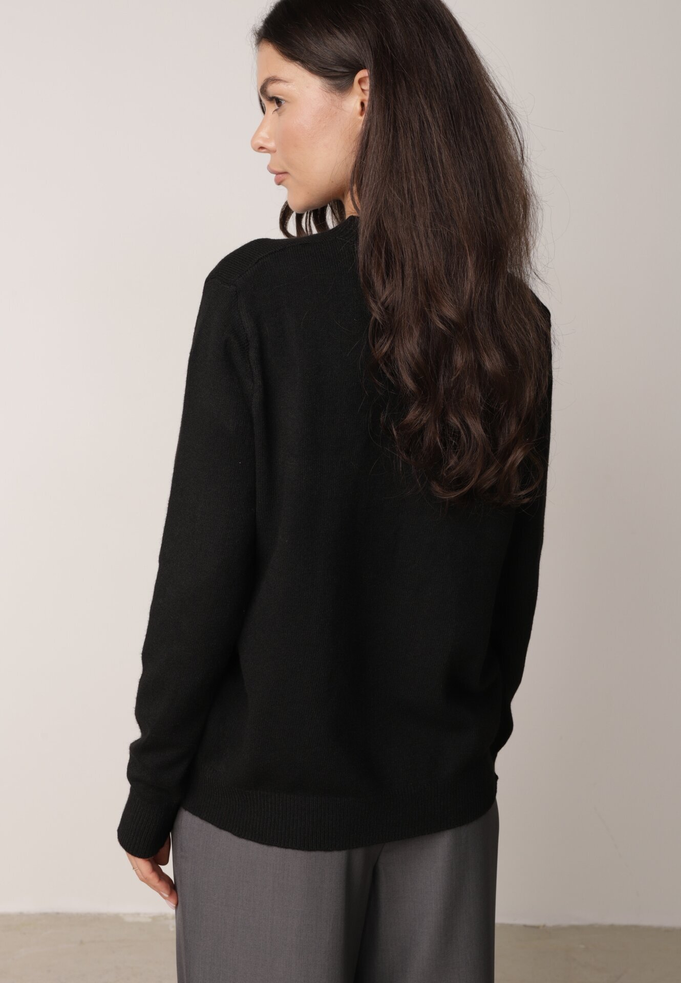 j&x Pulover Negru Casual cu Lână și Bumbac Nedalla
