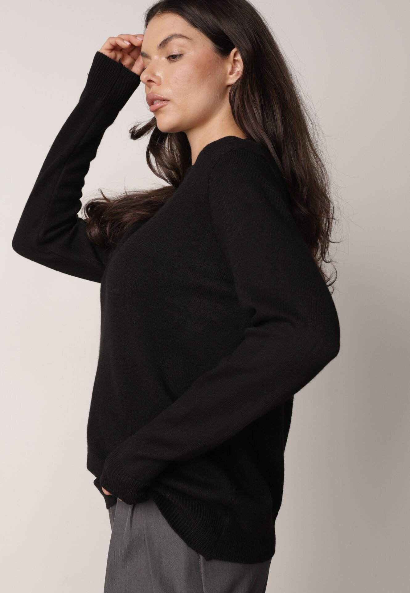 j&x Pulover Negru Casual cu Lână și Bumbac Nedalla
