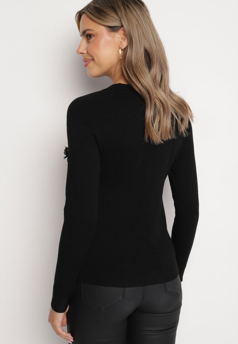 j&x Pulover Negru cu Inserții Dantelate cu Bumbac Deriera