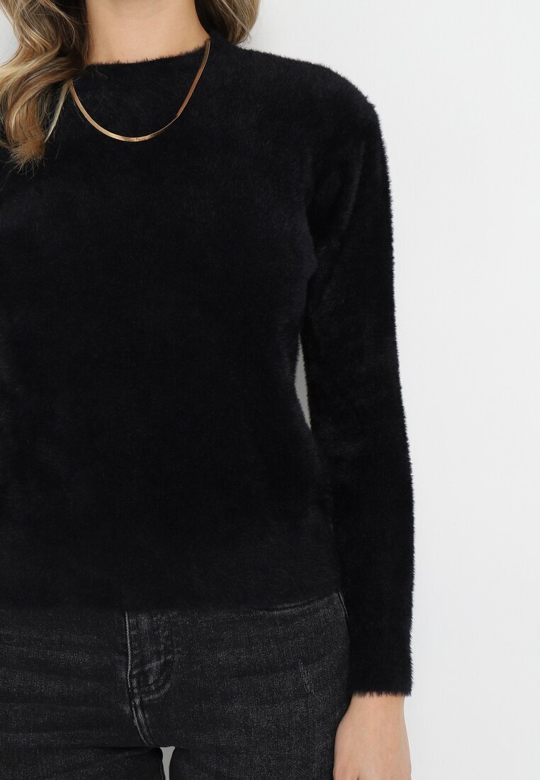 j&x Pulover negru pufos din lână Helmintts