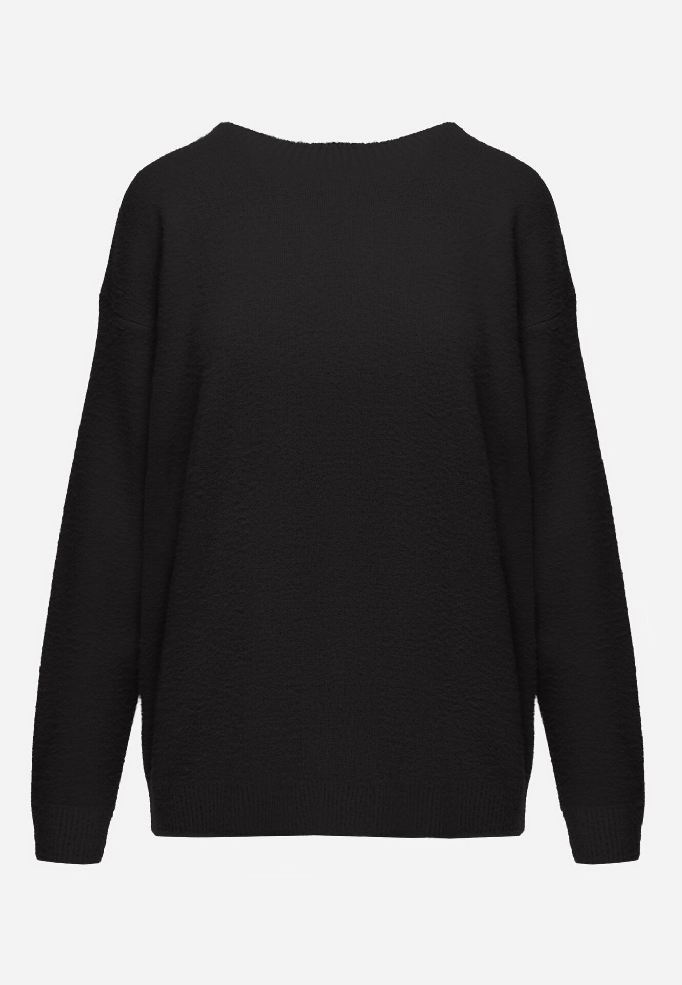 j&x Pulover oversize din lână și bumbac în stil minimalist Azrele Negru