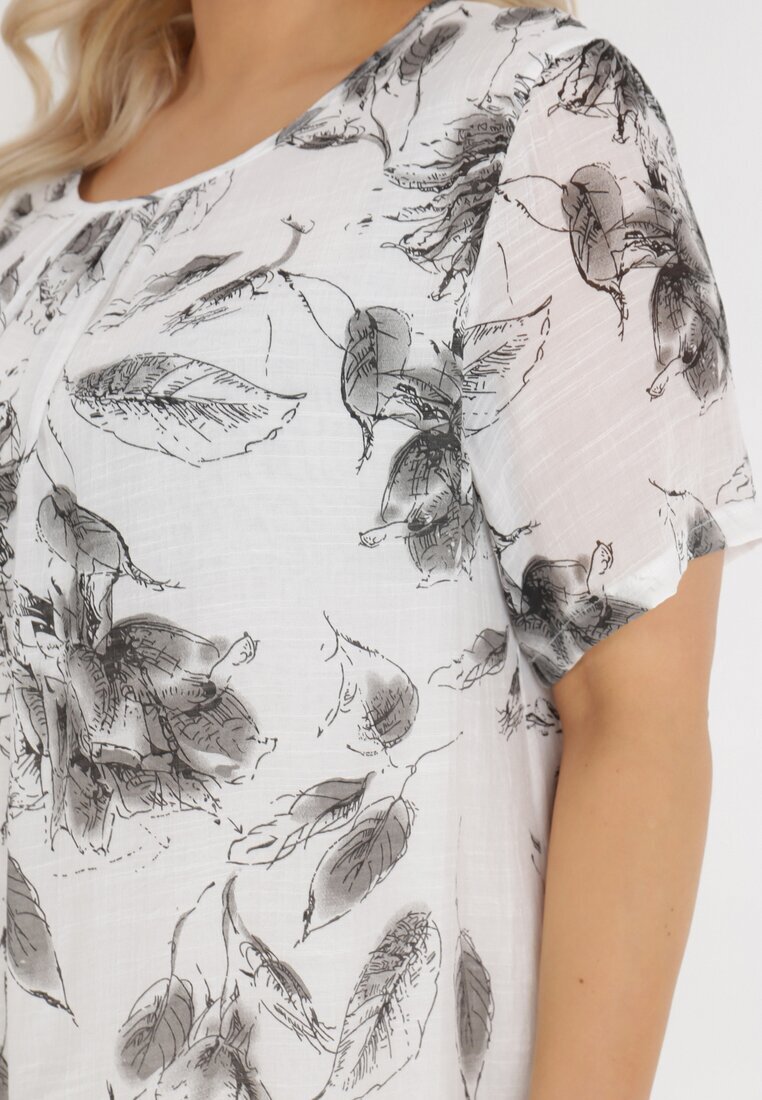 j&x Rochie Alb-Gri din Bumbac Sebaestus