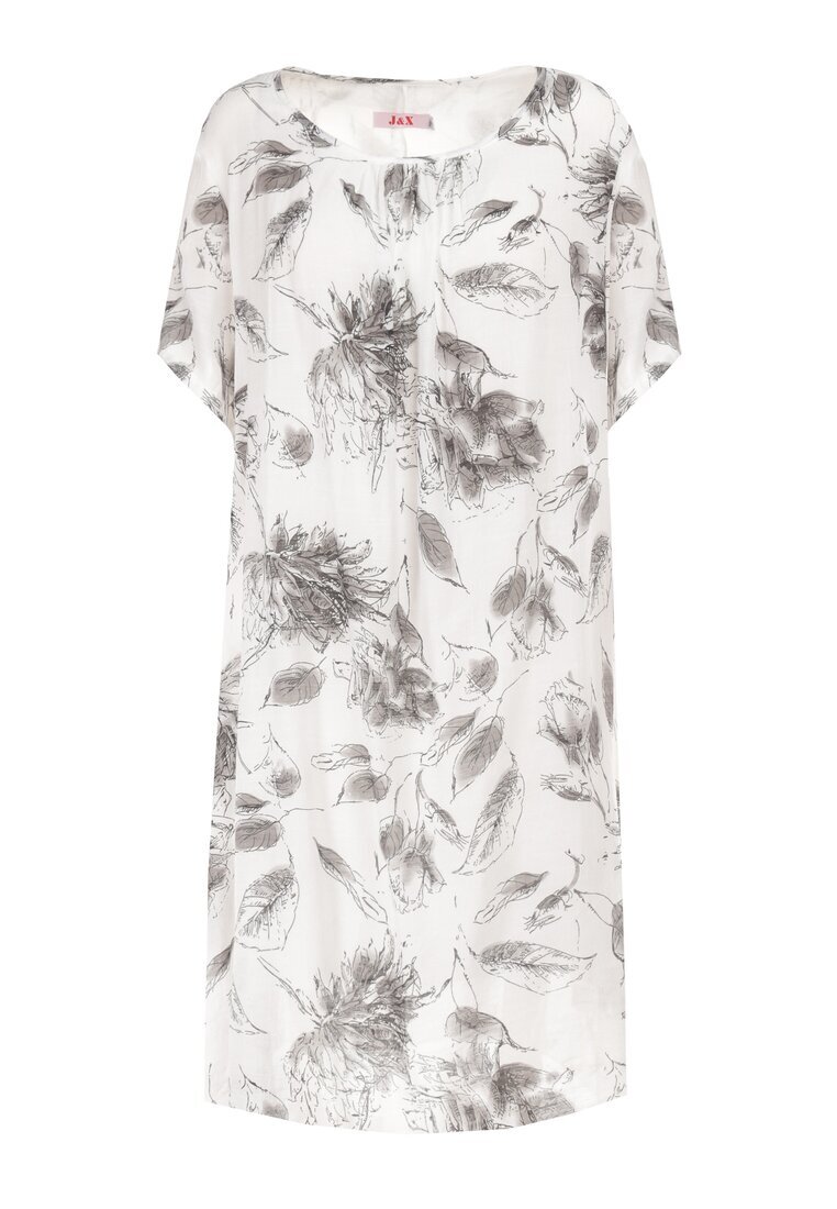 j&x Rochie Alb-Gri din Bumbac Sebaestus