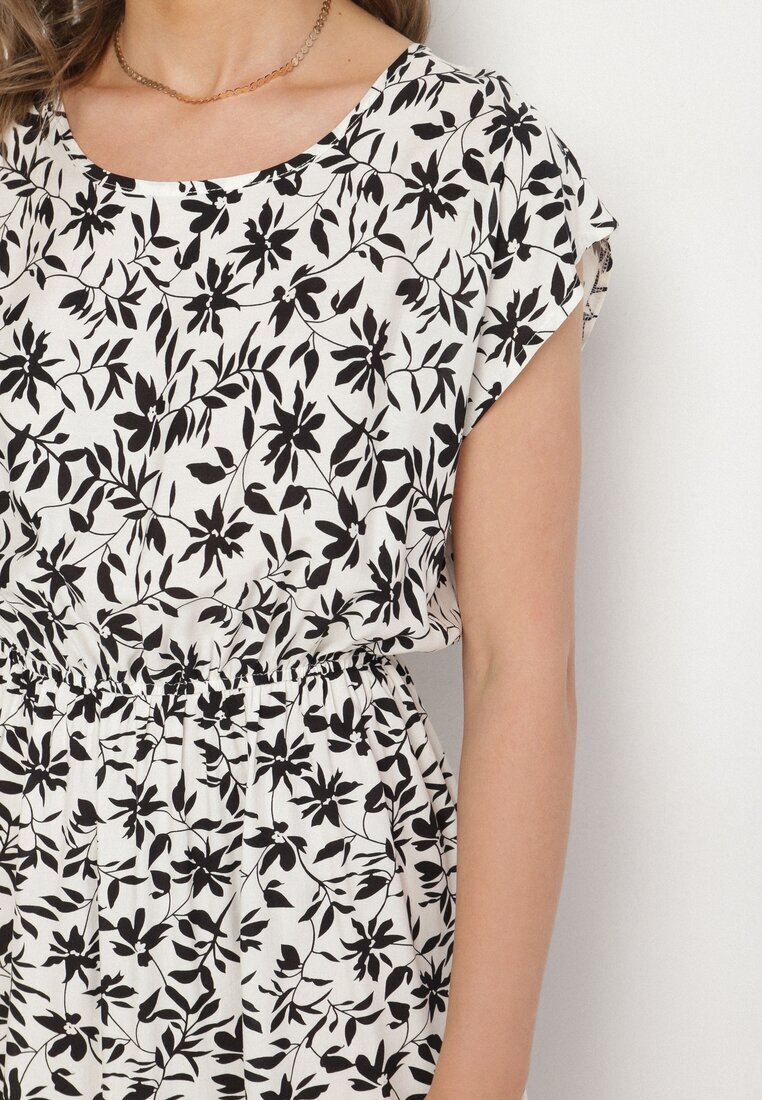 j&x Rochie Albă cu Bumbac și Model Floral Lumianisse