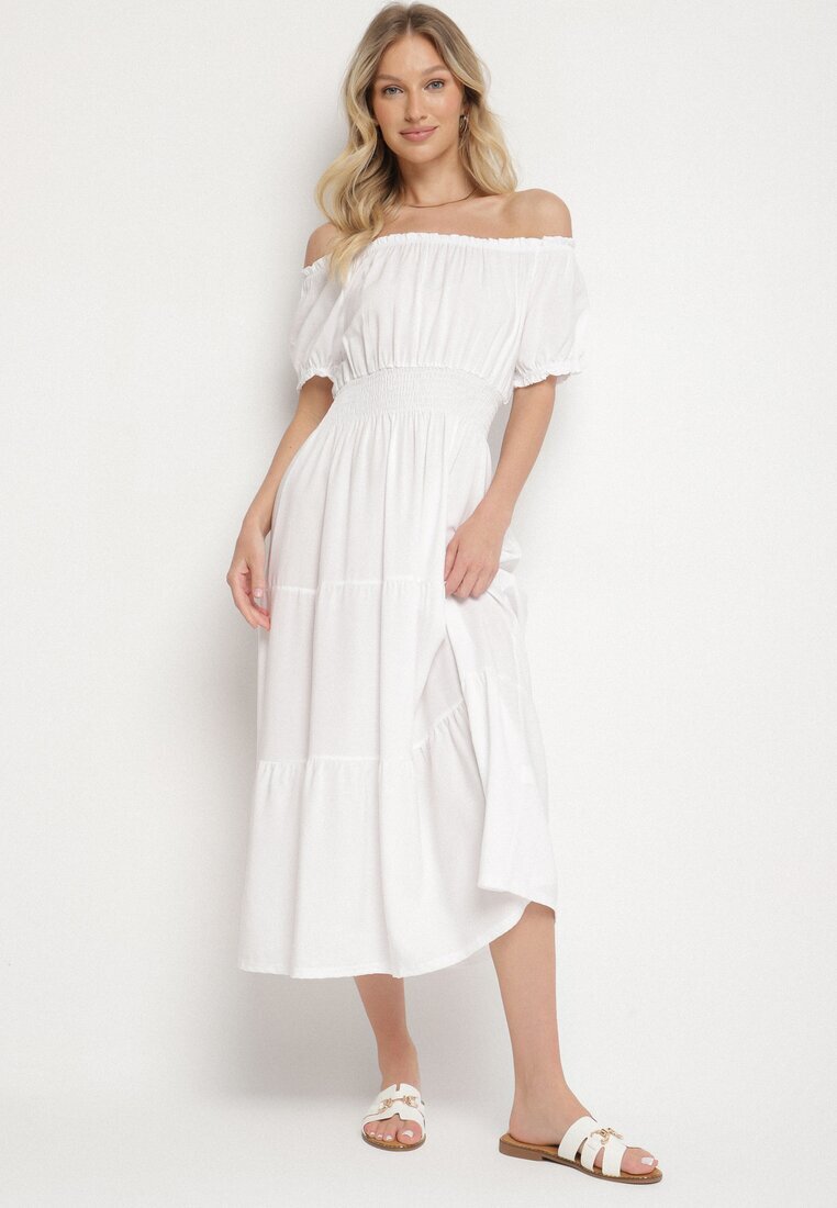 j&x Rochie Albă cu croi evazat cu decolteu barcă Miranea