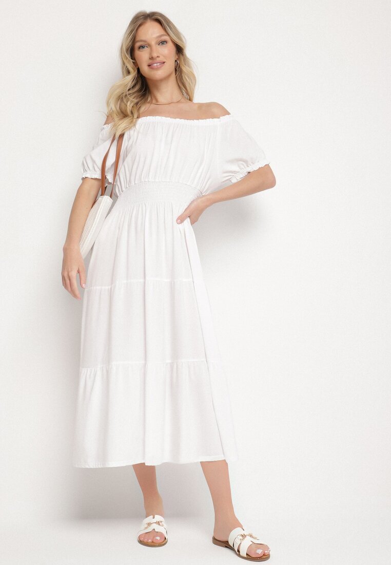 j&x Rochie Albă cu croi evazat cu decolteu barcă Miranea