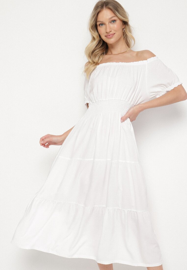 j&x Rochie Albă cu croi evazat cu decolteu barcă Miranea