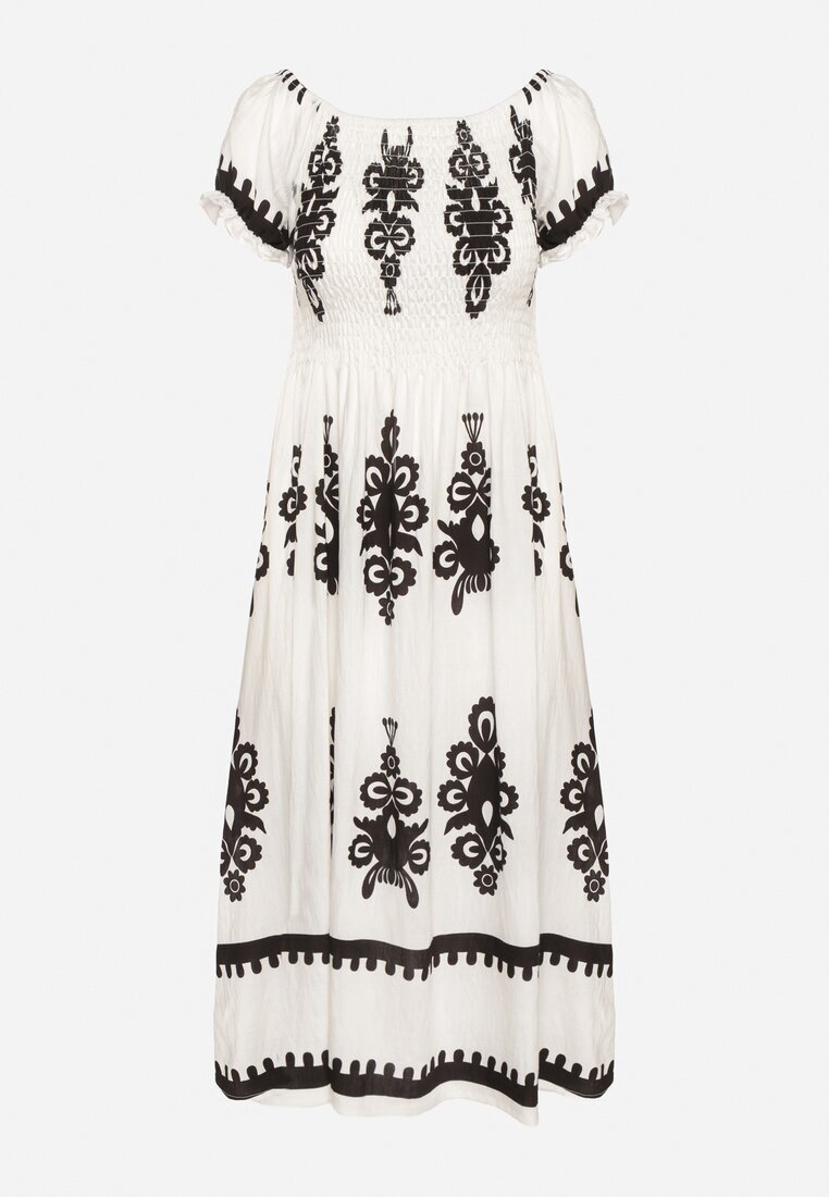 j&x Rochie Albă cu croială spaniolă Decorată cu model oriental Aravine