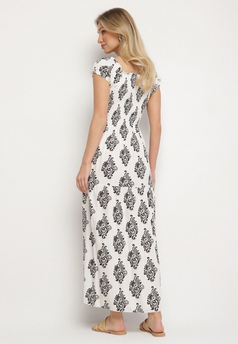 j&x Rochie Albă Spaniolă cu Model Ornamental cu Viscoză Orrionna