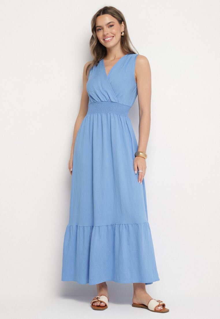 j&x Rochie Albastră cu croi cloș Fără mâneci cu decolteu petrecut Filoria