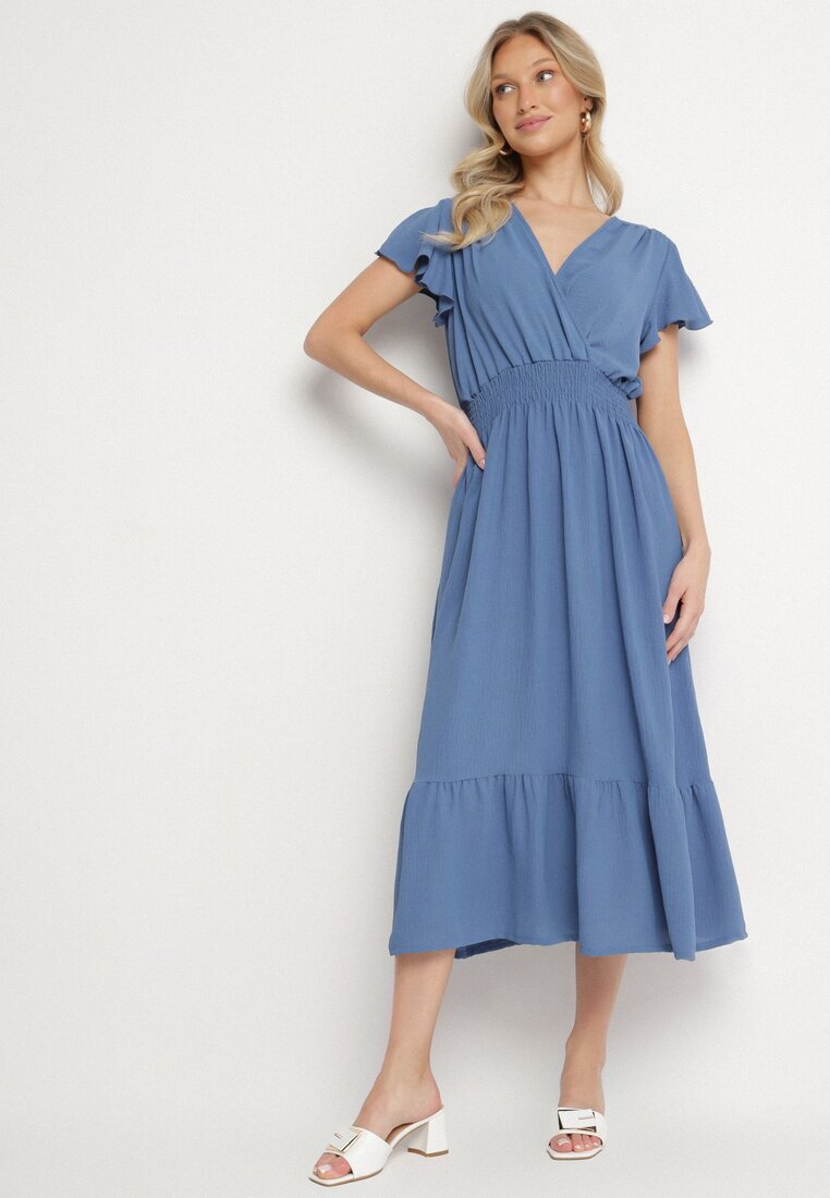 j&x Rochie Albastră cu croi evazat cu decolteu petrecut și elastic în talie Reiliana