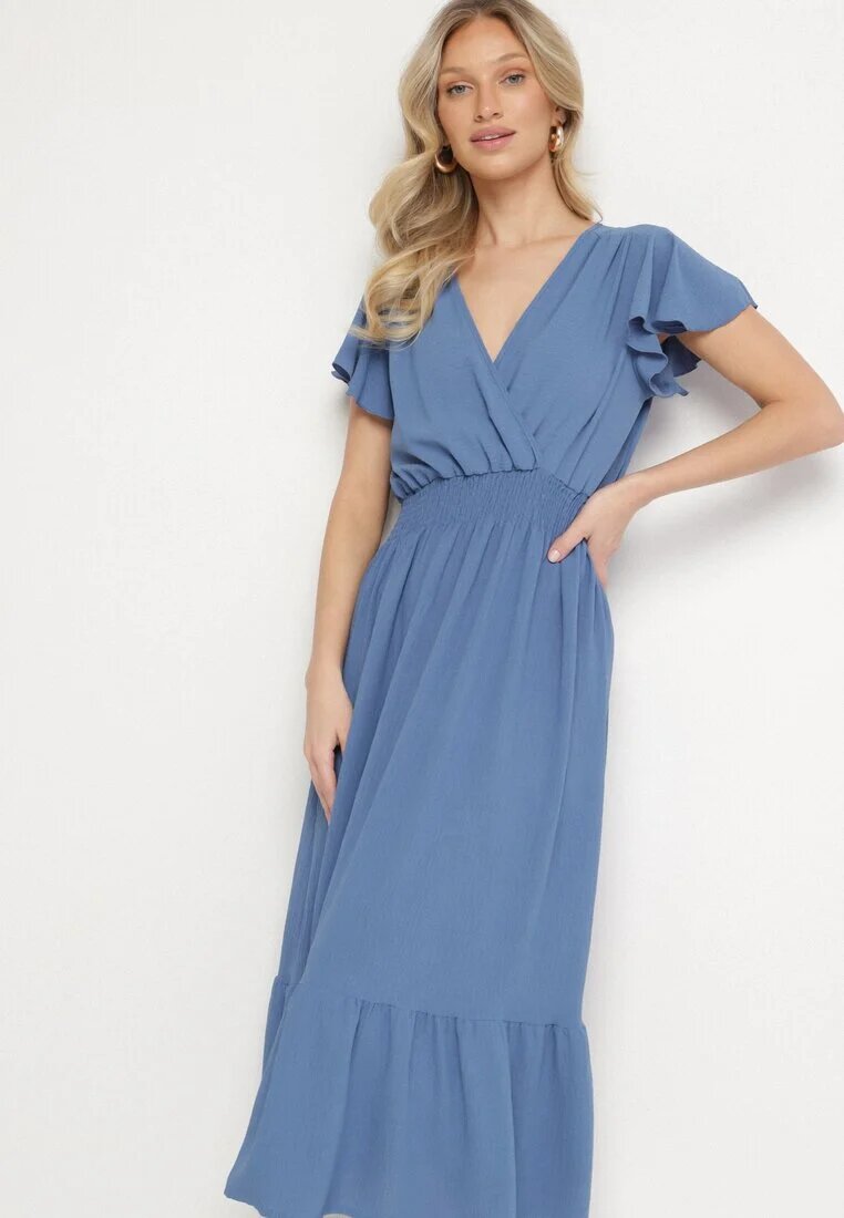 j&x Rochie Albastră cu croi evazat cu decolteu petrecut și elastic în talie Reiliana