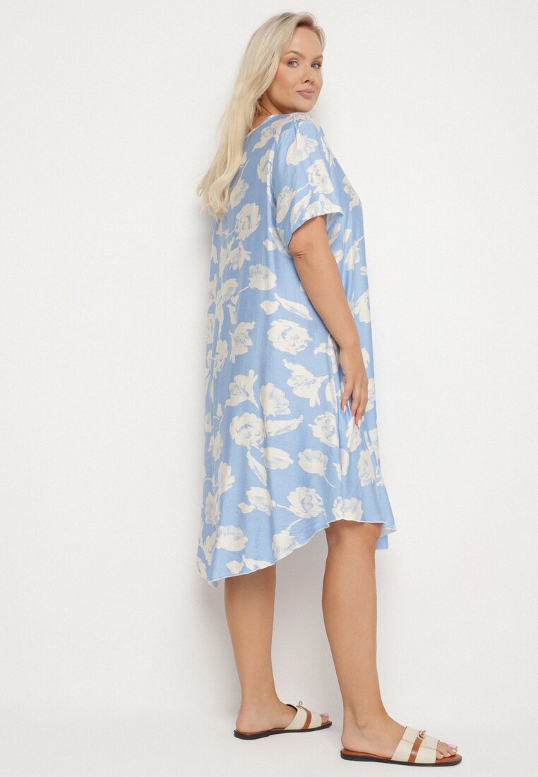j&x Rochie albastră deschisă tip cutie din viscoză cu imprimeu floral Aranessa