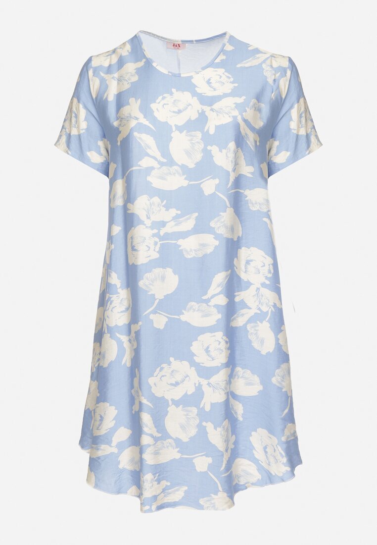 j&x Rochie albastră deschisă tip cutie din viscoză cu imprimeu floral Aranessa