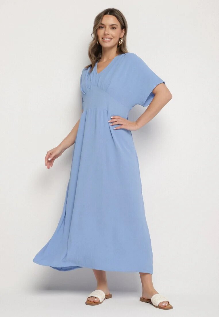 j&x Rochie Albastră din Bumbac cu Top Stil Liliac Filenia