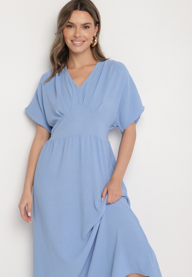 j&x Rochie Albastră din Bumbac cu Top Stil Liliac Filenia