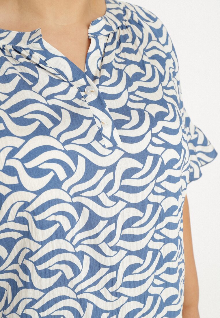 j&x Rochie Albastră din Viscoză cu Croială Dreaptă cu Imprimeu Abstract Koririanne
