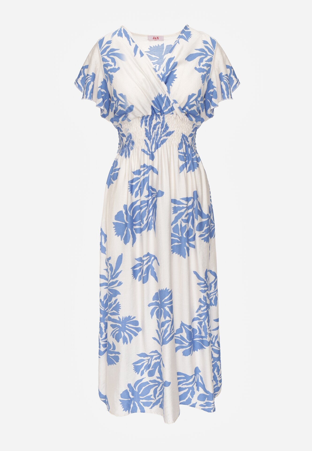 j&x Rochie albastră din viscoză cu croială evazată și decolteu petrecut Morgassa