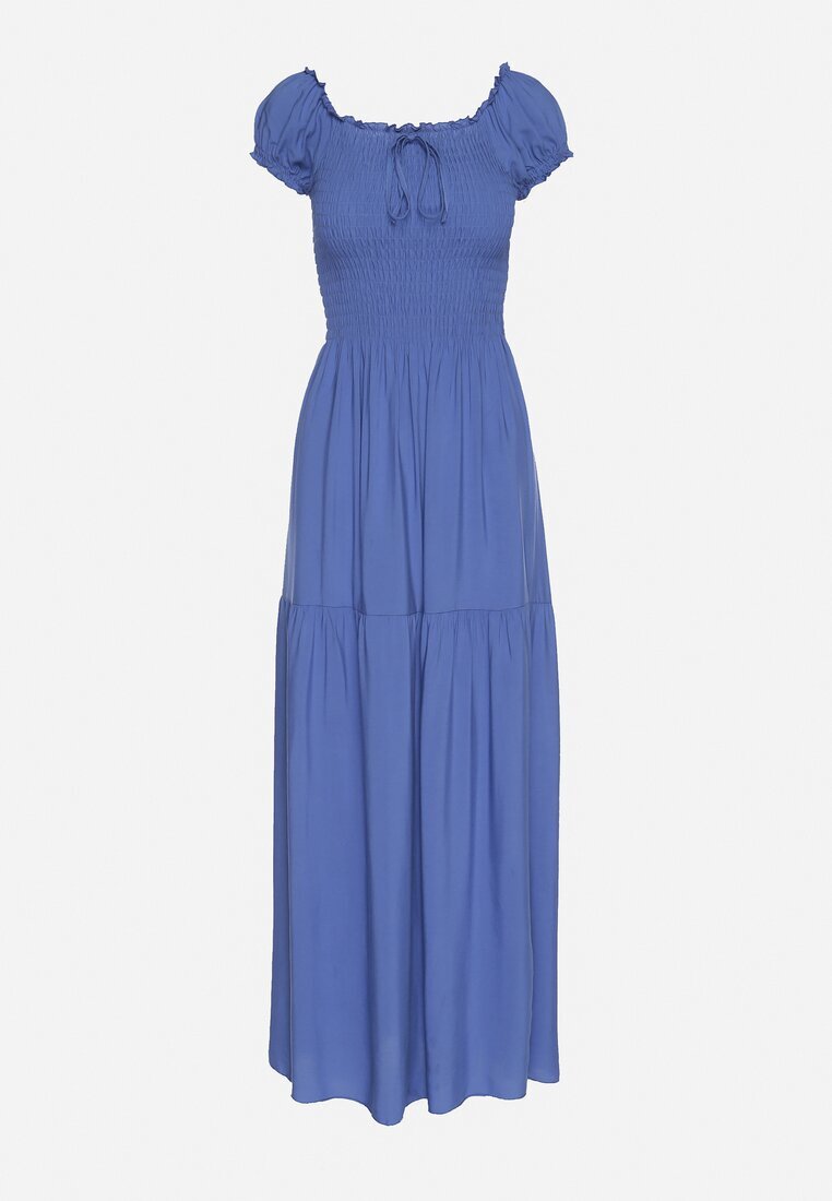 j&x Rochie Albastră din Viscoză Spaniolă cu Top încrețit Jenanira