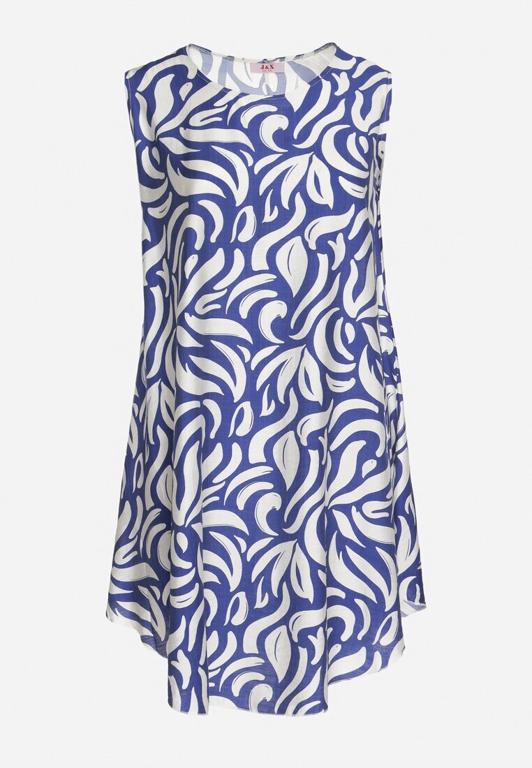 j&x Rochie Albastră Evazată din Viscoză cu Croi Trapez Fără Mâneci Folariela