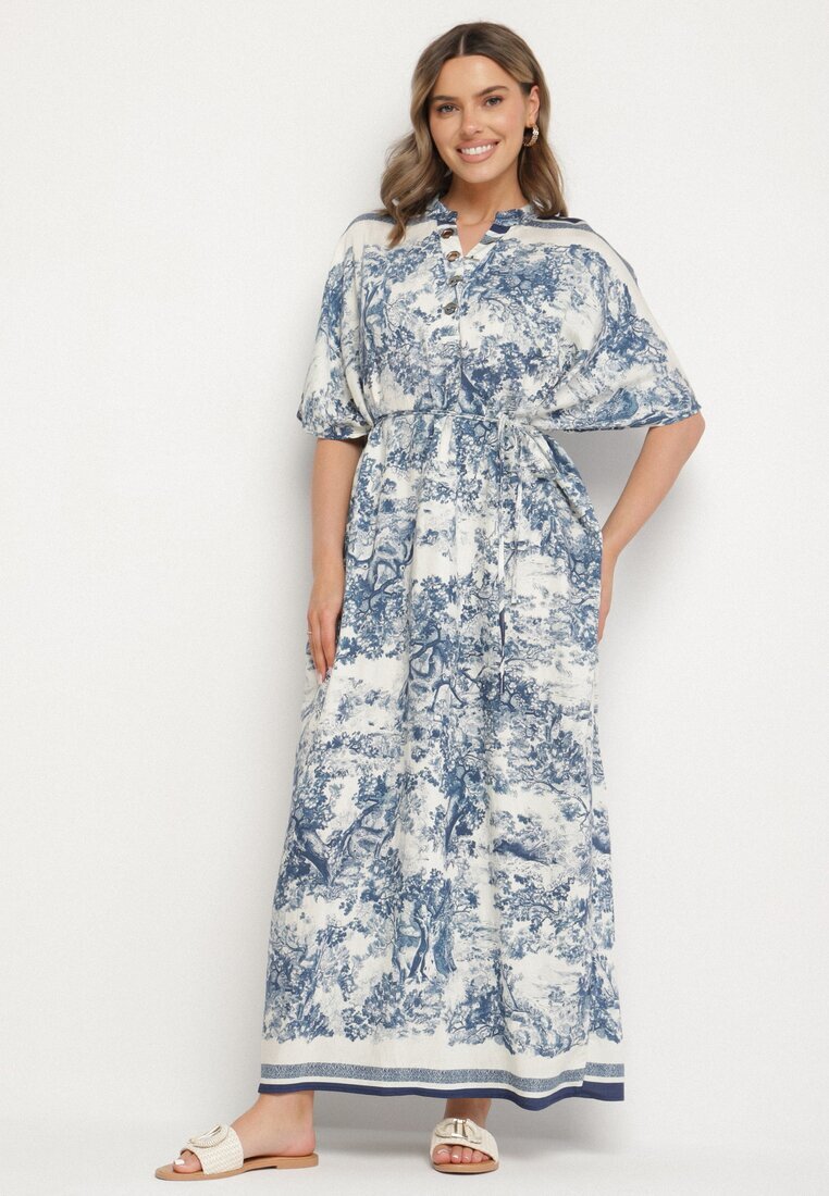 j&x Rochie Albastră Tip Oversize din Vascoză cu Model Abstract Lunalessa