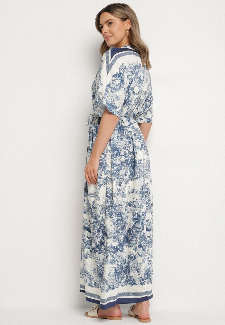j&x Rochie Albastră Tip Oversize din Vascoză cu Model Abstract Lunalessa