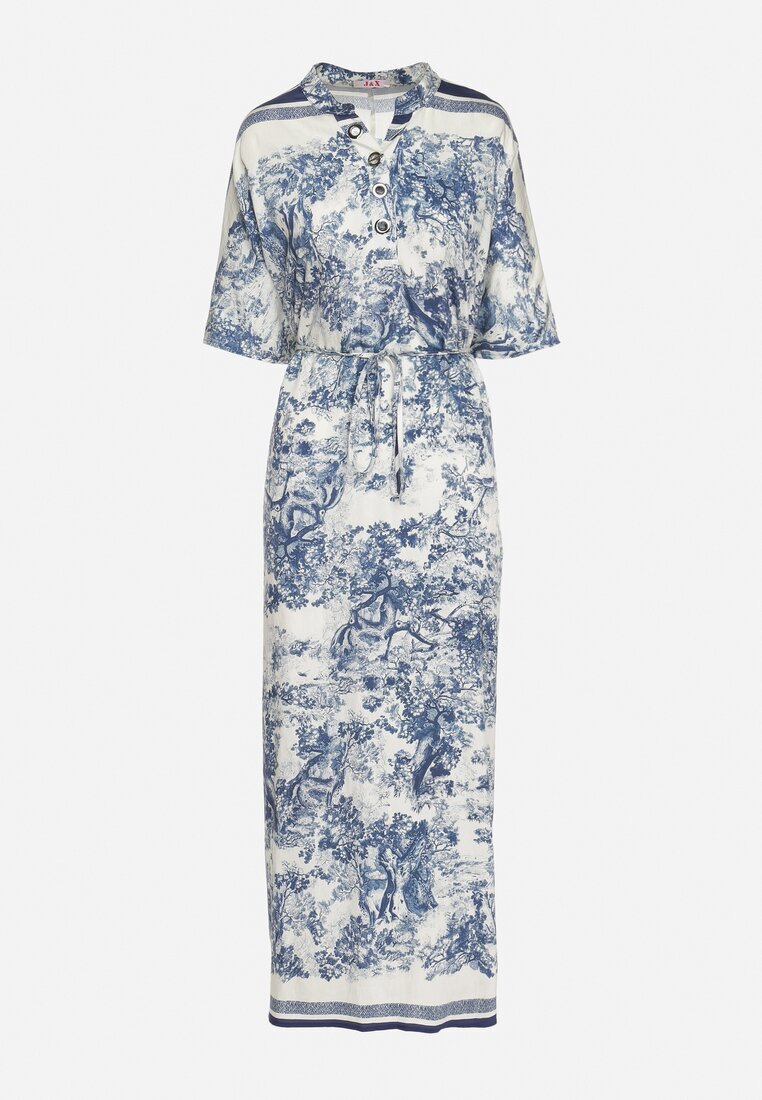 j&x Rochie Albastră Tip Oversize din Vascoză cu Model Abstract Lunalessa