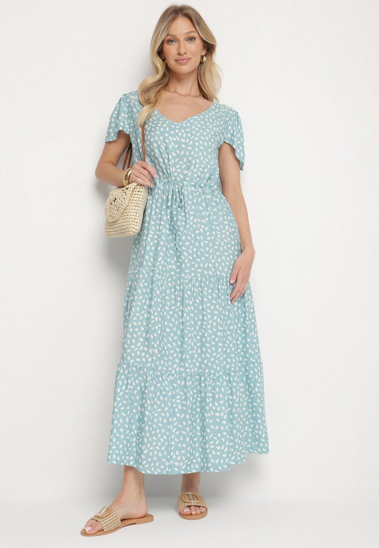 j&x Rochie Albastru deschis cu Bumbac și Model Geometric Lunavella