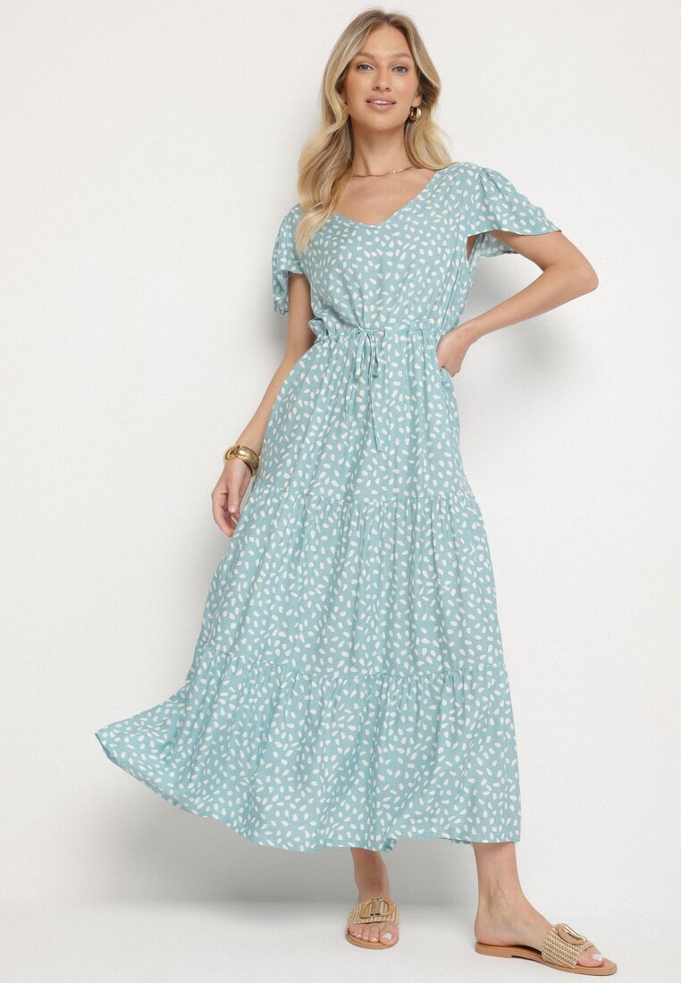 j&x Rochie Albastru deschis cu Bumbac și Model Geometric Lunavella
