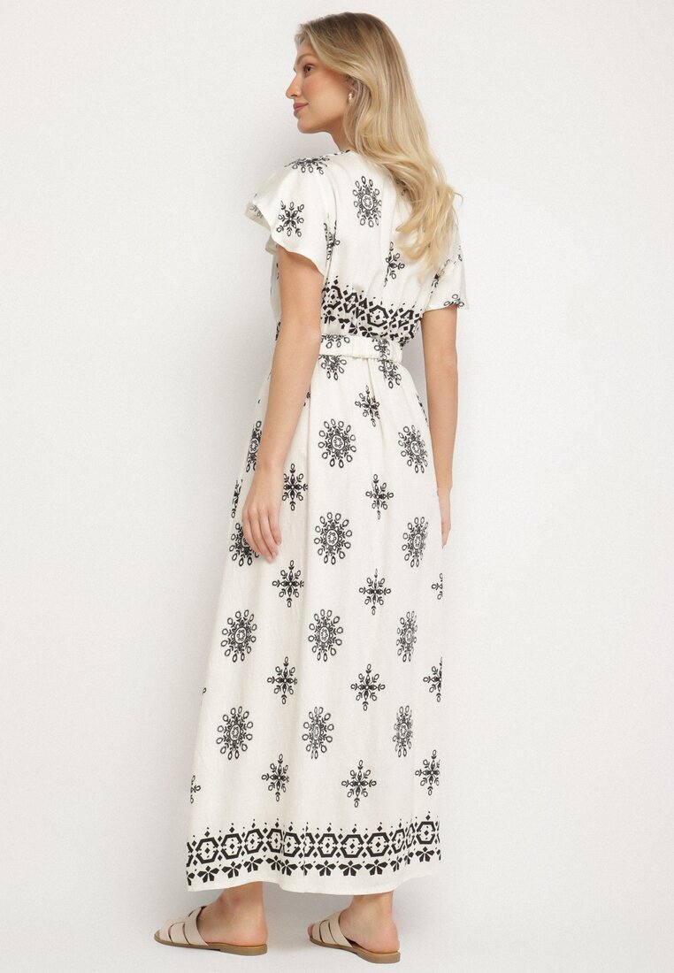 j&x Rochie Bej deschis cu Model Ornamental cu Curea Elastică Tosvanna