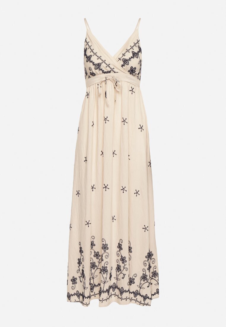 j&x Rochie Bej deschis din viscoză Decorată cu broderii Lunireia